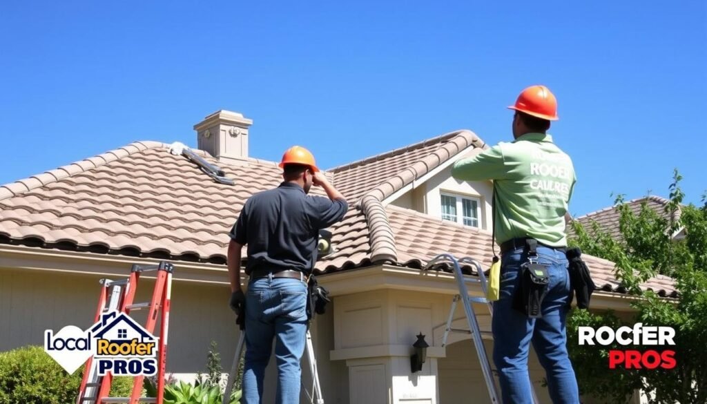 roofing contractors San Jacinto performing inspection